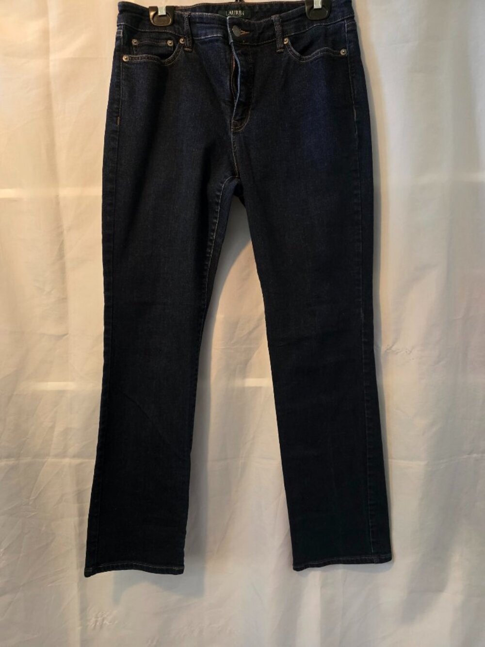 Lauren Ralph Lauren Women's Modern Straight Curvy, Size 12, Dark Wash